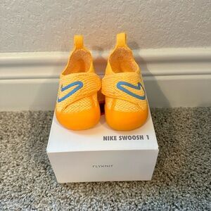Nike Swoosh 1 Baby Shoe Orange and Blue 5C